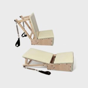 Chaise d'étirement Pilates en chêne massif – studio professionnel