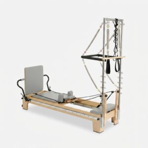 Reformer Pilates chêne outer rail et tour – configuration studio complète